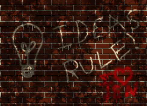 Light bulb drawing on brick wall. 3D rendering