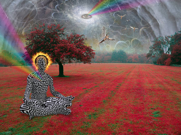 istock Man meditates in lotus pose 1410859106