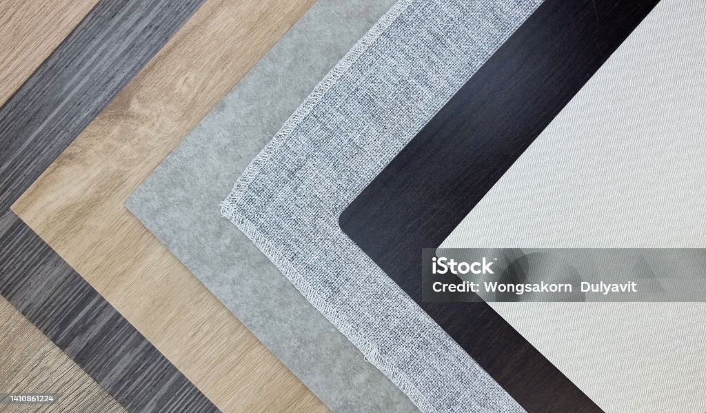 Material Sample Wall Layout Stack Of Multi Type Of Interior Construction Material Samples Consists ...