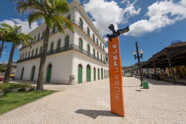 pelé museum. headquarters of the museum of the soccer player. santos, brazil. - pelé stok fotoğraflar ve resimler