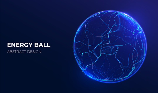 Energy ball concept. Electric burst sphere. Neon effect.