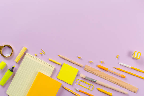 istock School and office supplies. Top view. 1410868116