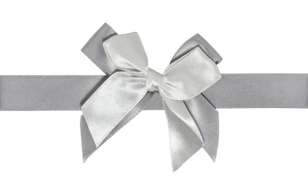 istock Isolated grey ribbon bow. Decoration material for holidays 1410869681