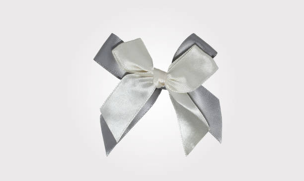 istock Isolated grey ribbon bow. Decoration material for holidays 1410869867