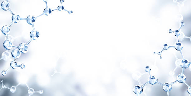 istock Horizontal banner with models of abstract molecular structure. Science or education background with atom model 1410870895