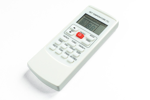 Remote controler for air conditioning isolated on white background