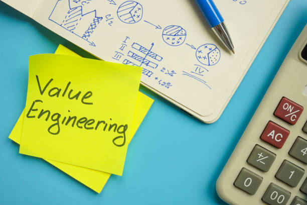 istock Value engineering written on the sticker near the calculator. 1410875602