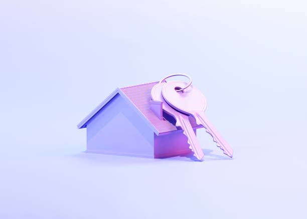 istock House keys with miniature house. 3d render 1410875613