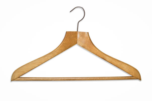 istock Wooden clothes hanger with metallic hook isolated on white background 1410877192