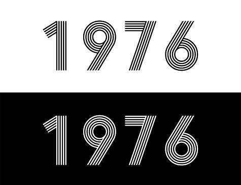 Year 1976. Commemorative date for birthday and celebration. Set in black and white with retro font.