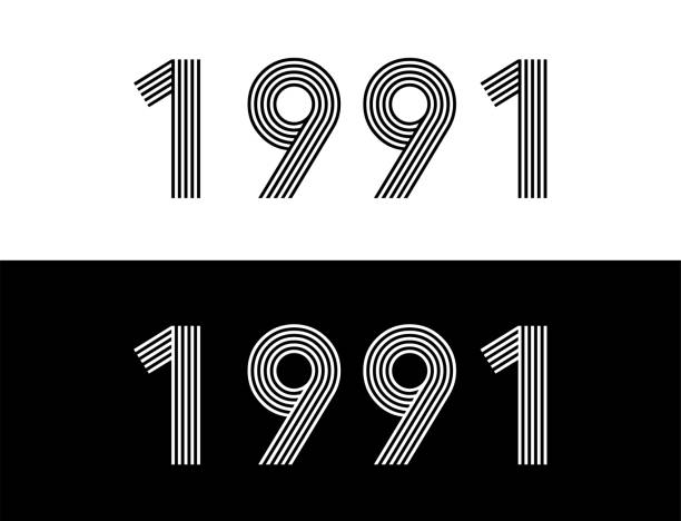 Year 1991. Commemorative date for birthday and celebration. Set in black and white with retro font. Year 1991. Commemorative date for birthday and celebration. Set in black and white with retro font. 1991 stock illustrations