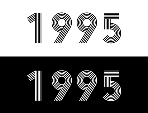 Year 1995. Commemorative date for birthday and celebration. Set in black and white with retro font.