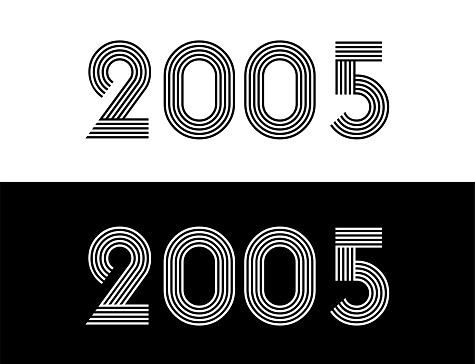 Year 2005. Commemorative date for birthday and celebration. Set in black and white with retro font.