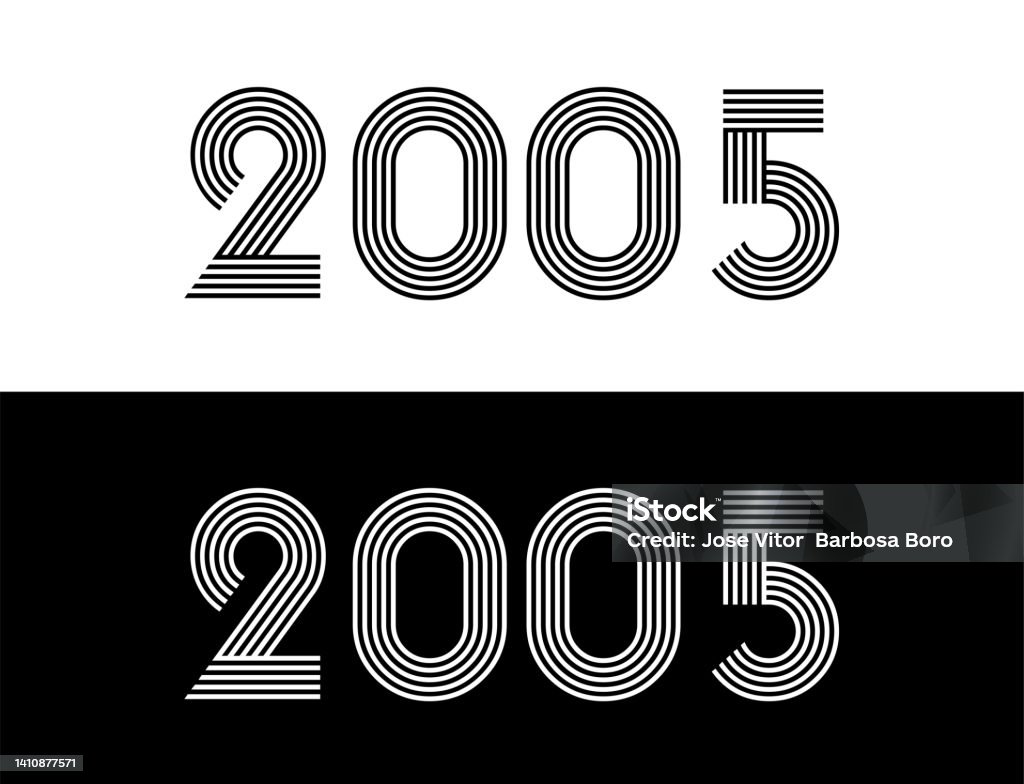 Year 2005 Commemorative Date For Birthday And Celebration Set In Black Year 2005 Commemorative Date For Birthday And Celebration Set In Black