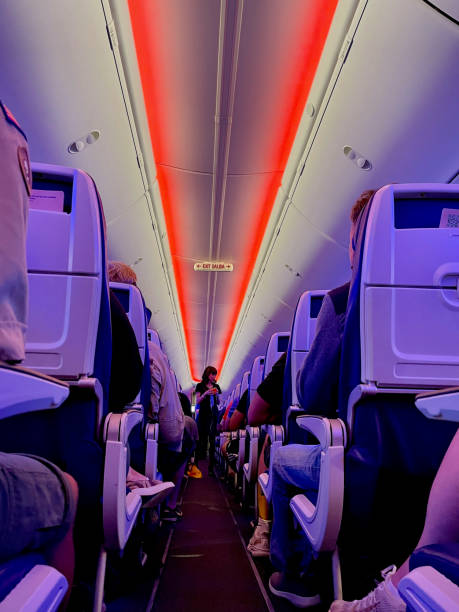 Colorful Lighting, Southwest Airlines Boeing 737-MAX8 stock photo