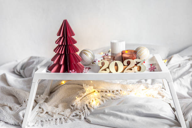 istock Cozy home composition with numbers 2023 and decor details. 1410880781