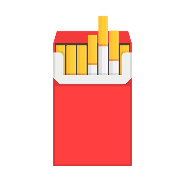 ilustraciones, imágenes clip art, dibujos animados e iconos de stock de paquete rojo de cigarrillos aislados sobre un fondo blanco. ilustración vectorial. - paquete cigarrillos