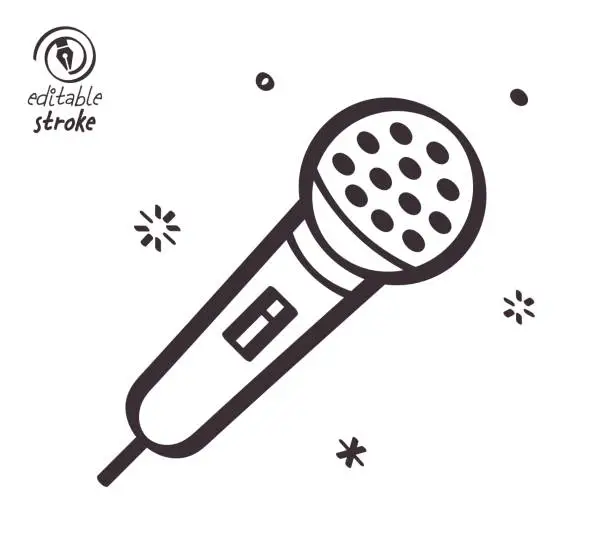 Vector illustration of Playful Line Illustration for Karaoke Content