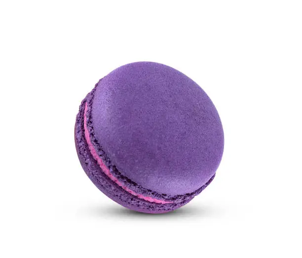 Photo of Purple macaron isolated on white