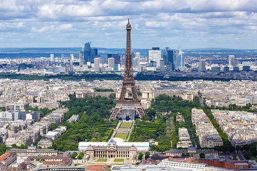 Paris Eiffel tower travel traveling landmark from above top view in France