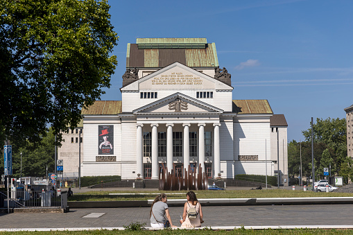 Duisburg, Germany - Jul 24th 2022: Duisburg theatre is operating in a prominent building downtown the city.