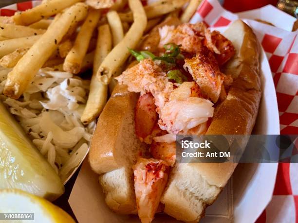 Fresh Maine Lobster Roll Stock Photo - Download Image Now - American Culture, Atlantic Ocean, Bread