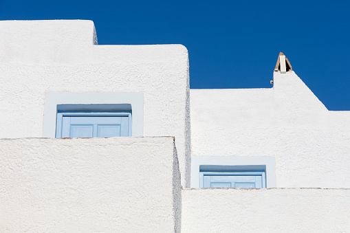 Traditional house and courtyard, Naxos, Cyclades Islands, Aegean Sea, Greece.