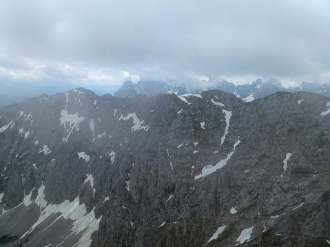 Pyramidenspitze mountain hiking tour in Tyrol, Austria in summertime