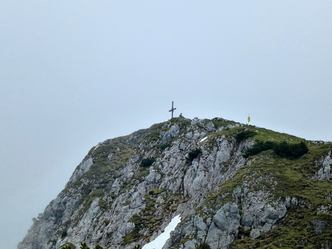 Summit cross Naunspitze mountain in Tyrol, Austria