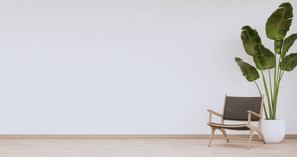 istock Sofa on room tropical interior with tatami mat floor and white wall.3D rendering 1410895452