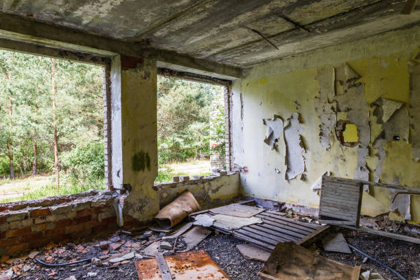 istock Abandoned secret Soviet Union military ghost town Irbene in Latvia 1410899012