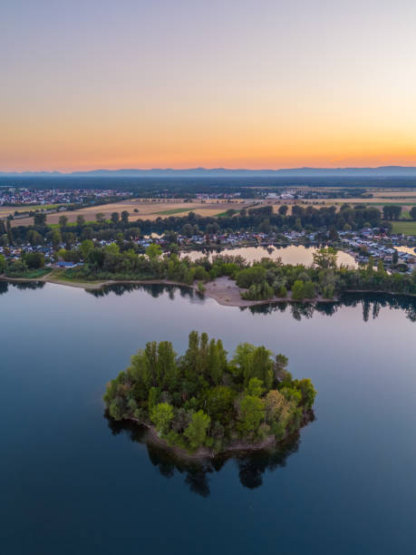 istock Quarry Lake Island Aerial View 1410900228