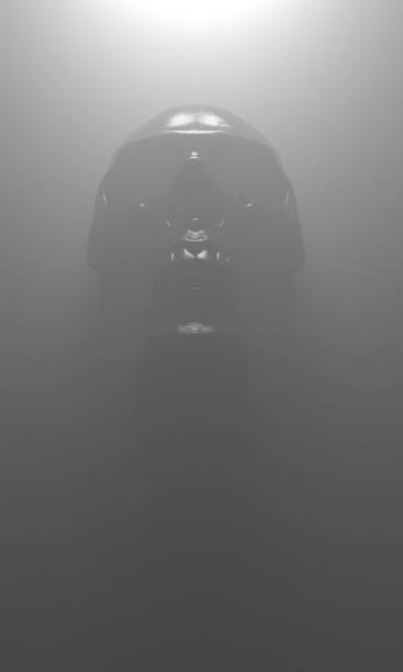 istock Creepy Stylized 3D Rendered Skull in Fog Haze Background 1410900881