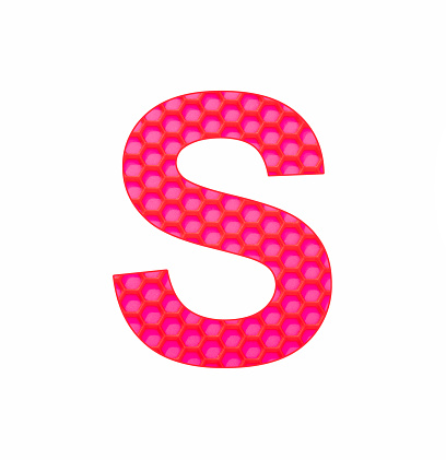 Alphabet letter S - Silicone background with red hexagons