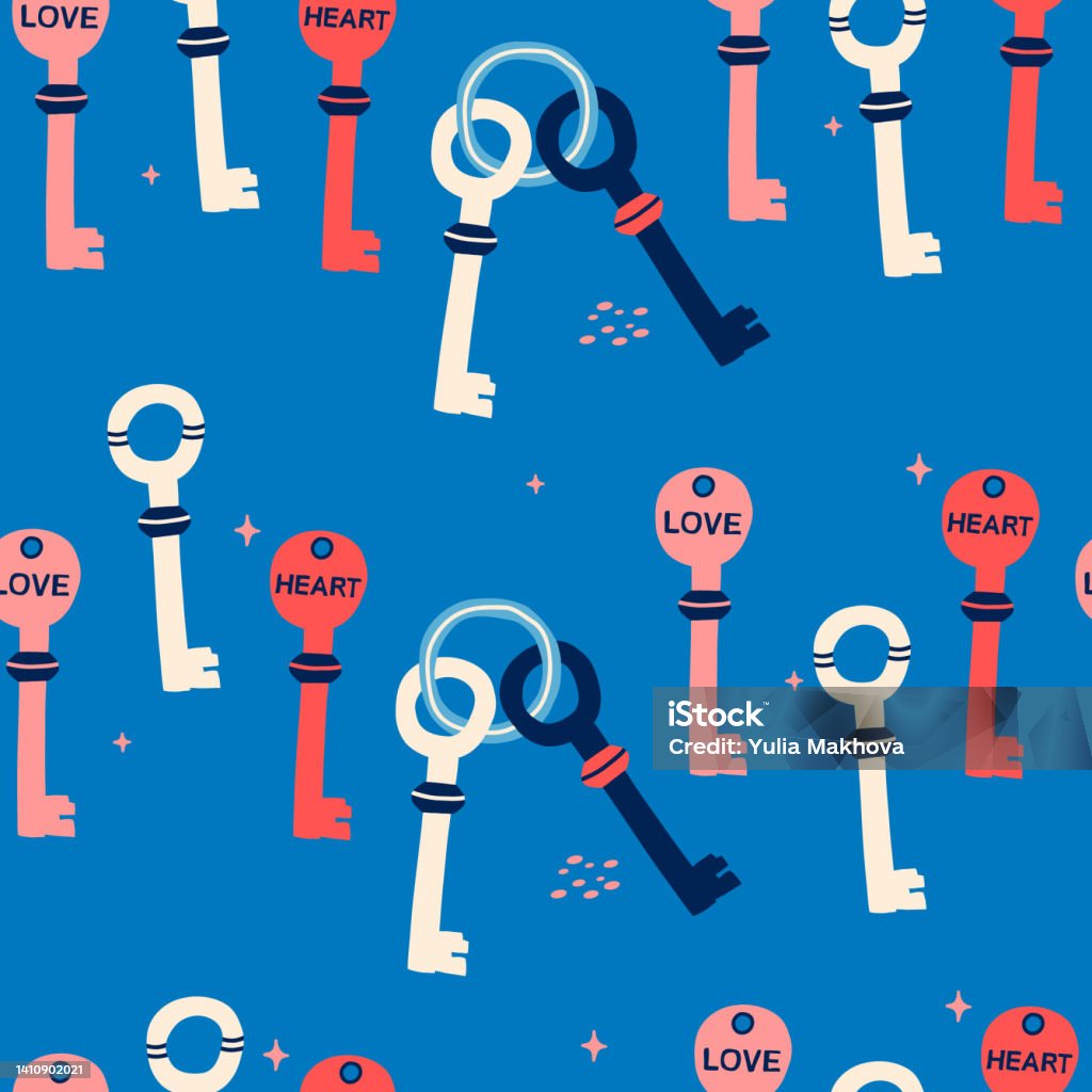 Key Patterns Backround Hand Drawn Vector Keys Square Seamless Pattern Background Wallpaper ...