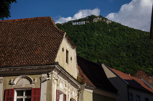 The landmark sign of Brasov city Romania