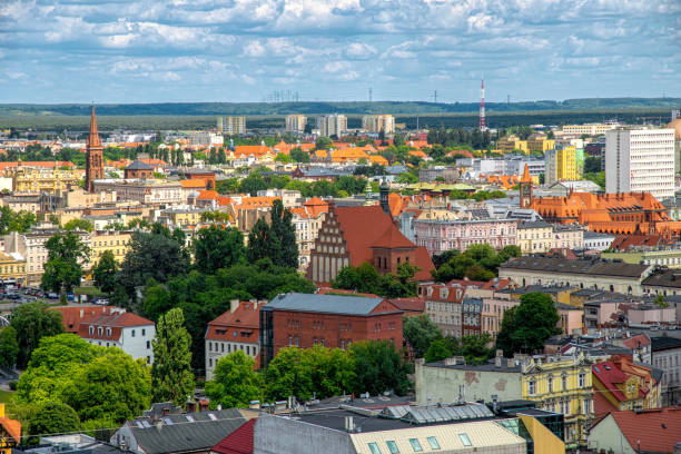 View of the city of Bydgoszcz from above stock photo