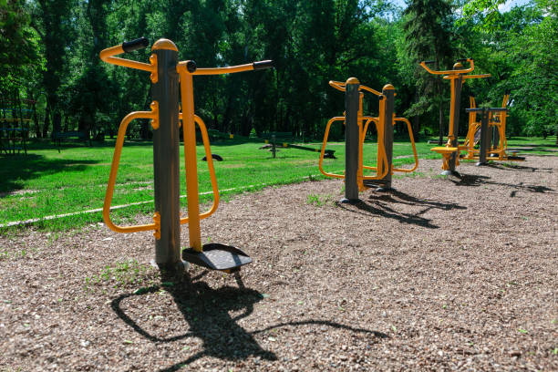 istock Fitness equipment in the park 1410912678
