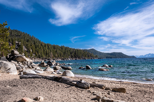 Beautiful and remote Chimney beach at Lake Tahoe