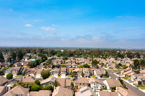 California suburbs in South Orange County from a drone point of view.