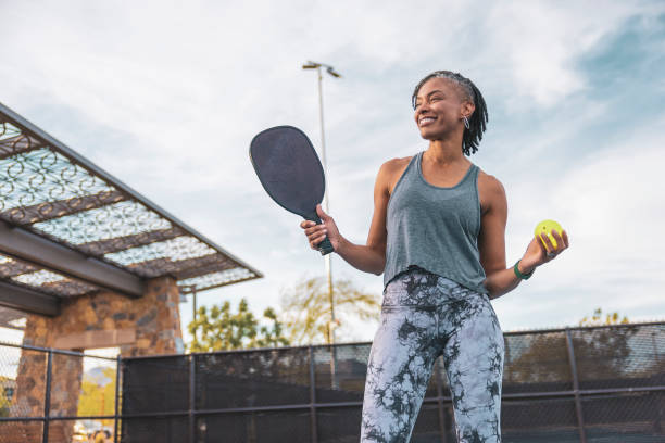 Pickleball Pickleball scenes at the local pickle ball courts pickleball stock pictures, royalty-free photos & images