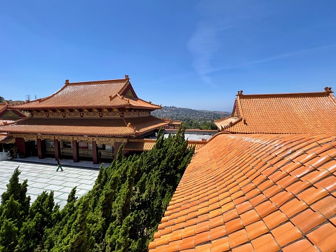 Hacienda Heights, CA 6-5-2022  View of the Hsi Lai Temple, a monastery in the Hacienda Heights neighborhood of Los Angeles. Has beautiful architecture with red roof tiles