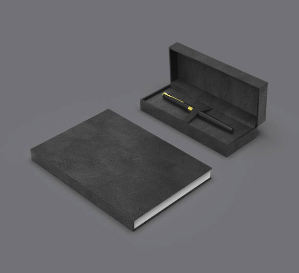 istock Black leather organizer and pen in a case. 1410921640