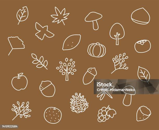 Line Pattern Fall Autumn Line Drawing Illustration Material Set Stock Illustration ...