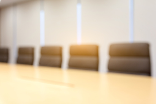 3D rendering of an empty boardroom in an office at New York City