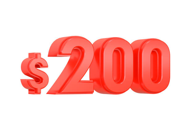 istock Red 200 two hundred dollars price symbol isolated on white background 1410926763