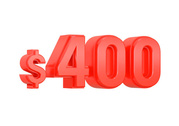 istock Red 400 four hundred dollars price symbol isolated on white background 1410926770