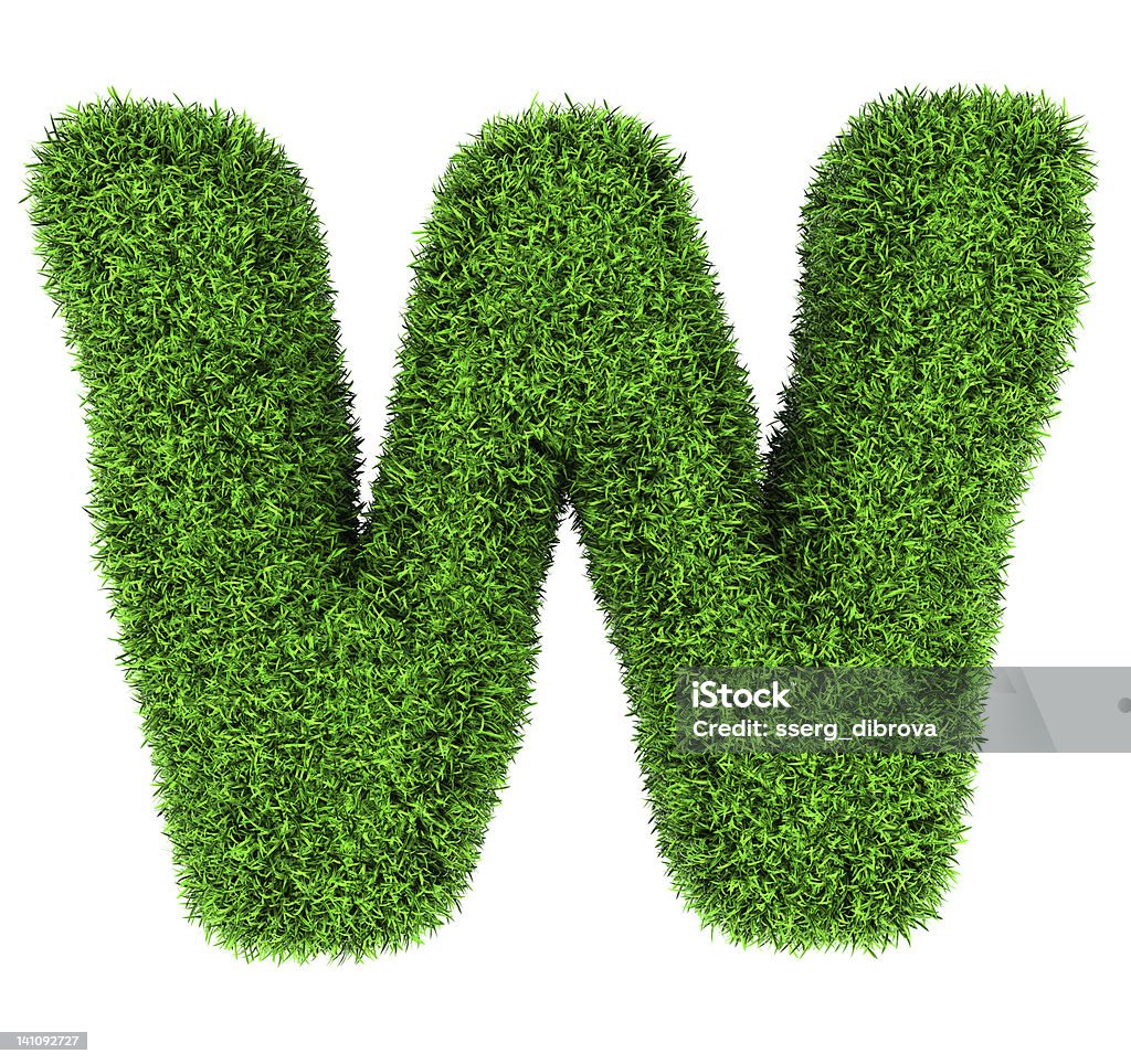Grass letter W Letter W, made of grass isolated on white background. Alphabet Stock Photo
