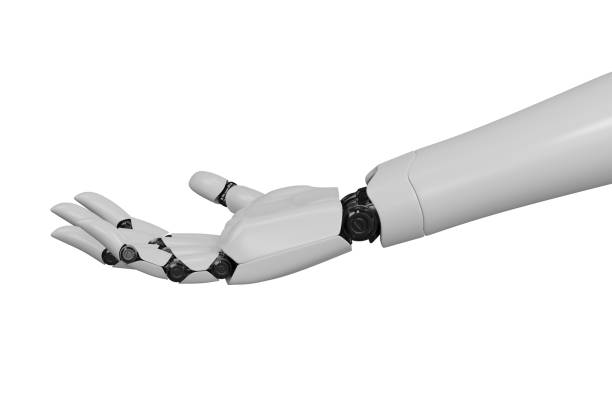 istock 3D rendering robotic hand on a white background, Robot hand Industry and robotic concept technology. 1410927469