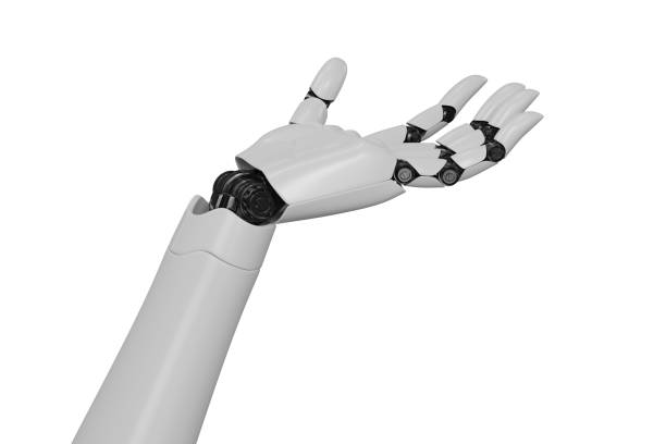 istock 3D rendering robotic hand on a white background, Robot hand Industry and robotic concept technology. 1410927618